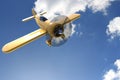 Propeller plane against the sky. 3D render Royalty Free Stock Photo