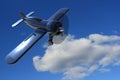 Propeller plane against the sky. 3D render Royalty Free Stock Photo