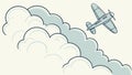 Propeller Plane in Cloudy Sky, Classic Aviation Scene, vector design Generative AI Royalty Free Stock Photo
