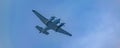 Propeller plane flying at cloudy sky, samborondon, ecuador