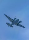 Propeller plane flying at cloudy sky, samborondon, ecuador