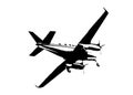 Propeller plane flying isolated graphic