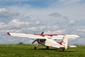 Propeller plane Yak-12A on the aerodrome Royalty Free Stock Photo