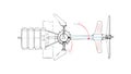 Propeller and Turbine Engine Schematic, vector design Generative AI Royalty Free Stock Photo