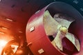 Propeller twin at stern ship during repair