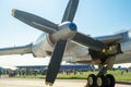 Propellers of the engine and chassis of the Soviet Russian turboprop strategic bomber Tu-95MS