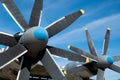 Propellers of transportation plane or bomber plane or aircraft. Royalty Free Stock Photo