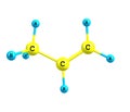 Propene (propylene) molecular structure on white background