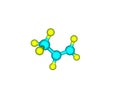 Propene (propylene) molecular structure on white background