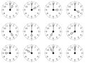 Clock or dial face with all twelve full times on isolated white background Royalty Free Stock Photo