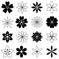 Simple flower vector set on white isolated background.