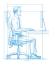 Proper Ergonomic Seating Position for Computer Work Illustrated With Precise Measurements and Guidelines for Health and Royalty Free Stock Photo