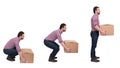 Proper heavy weight boxes lifting against backache Royalty Free Stock Photo