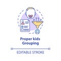 Proper kids grouping concept icon