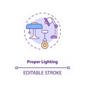 Proper lighting concept icon