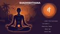 properties of Svadhishthana chakra with meditation human pose Illustration