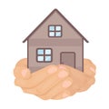 Property donation icon in cartoon style isolated on white background.