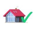 Property home check mark inspection checkmark icon vector or new real estate building done, house development construction Royalty Free Stock Photo