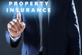 Property insurance concept. Man using virtual screen Royalty Free Stock Photo