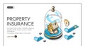 Property insurance isometric landing page banner