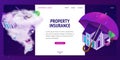 Property insurance isometric landing page banner