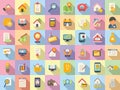 Property investments icons set flat vector. Investment broker Royalty Free Stock Photo