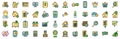 Property investments icons set vector color line Royalty Free Stock Photo