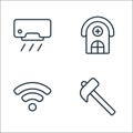 Property line icons. linear set. quality vector line set such as hammer, wifi, hospital