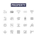Property line vector icons and signs. Land, Estate, Possession, Acquisition, Asset, Dominion, Holdings, Residence