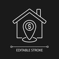 Property location estimation white linear icon for dark theme