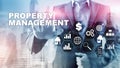 Property management. Business, Technology, Internet and network concept. Abstract Blurred Background.