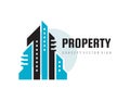 Property management city town - real estate concept logo template vector illustration. Abstract building design sign. Skyscrapers Royalty Free Stock Photo