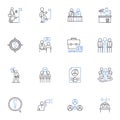 Property management software line icons collection. Automated, Cloud-based, Efficient, Bookkeeping, Asset, Leasing