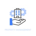 Property management symbol with a human hand and a building