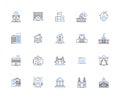 Property ownership line icons collection. Title, Deed, Mortgage, Equity, Ownership, Leasehold, Freehold vector and