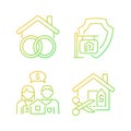Property purchasing legal features gradient linear vector icons set