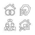 Property purchasing legal features linear icons set