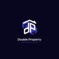 Property real estate company logo with house roof and window icon shape as initial DP alphabet word symbol mark