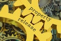 Property release concept on the gearwheels, 3D rendering Royalty Free Stock Photo