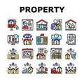 Property Rental Agency Collection Icons Set Vector Royalty Free Stock Photo