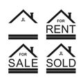 Property sign using for signing the house, apartement, building and anything else for rent, sale or sold out Royalty Free Stock Photo