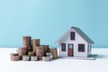 Property tax.investment planning.business real estate. View Of coin stack with house model, mortgage loading real estate property Royalty Free Stock Photo