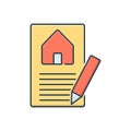 Color illustration icon for Property valuation, home and real