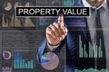 Property value. Businessman using virtual screen Royalty Free Stock Photo