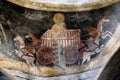 Prophet Elijah going up to heaven, fresco in the Saint Naum Monastery near Ohrid in Macedonia