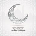 Maulid Nabi Muhammad. translation: Prophet Muhammad`s birthday greeting card