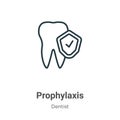Prophylaxis outline vector icon. Thin line black prophylaxis icon, flat vector simple element illustration from editable dentist
