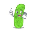 Propioni bacteia cartoon character speaking on phone Royalty Free Stock Photo