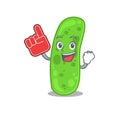 Propioni bacteia presented in cartoon character design with Foam finger Royalty Free Stock Photo