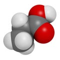 Propionic acid (propanoic acid) molecule. Used as preservative in food Royalty Free Stock Photo